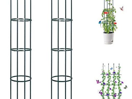 Thxtoms 2 soportes para plantas de jardín de núcleo de metal, 160 cm, con 30 clips para plantas, jaula, soporte para plantas, obelisco, trepadora, enrejado, plantas trepadoras, tomates, rosas, flores Reacondicionado on Sale