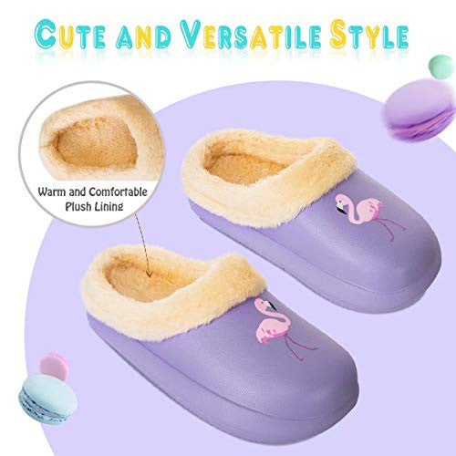 Zapatillas de Invierno para Niños Zuecos Cálidas Chico Niña Pantuflas Jardín Ultraligeros y Antideslizantes para Interiores y Exteriores (Flamenco Violeta, 28 29) For Discount