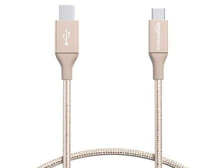 Amazon Basics - Cable macho de USB 2.0 C a micro-USB B, de nailon con trenzado doble, 0, 3 m, Dorado Supply