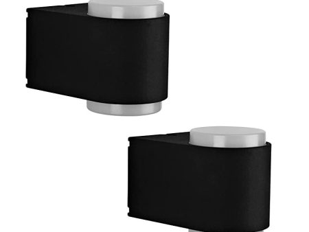 Amazon Basics - Lámpara de pared LED de dos lados con placa decorativa, 12, 4 x 9, 7 x 8, 4 cm, paquete de 2, color negro on Sale