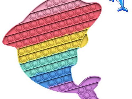 Wancala Pop It Delfin XXL - Juguete de inquietud grande, juguete sensorial, juguete de alivio de presión, juguete antiestrés para niños y adultos (20 x 30 cm) Colorful Dolphin on Sale