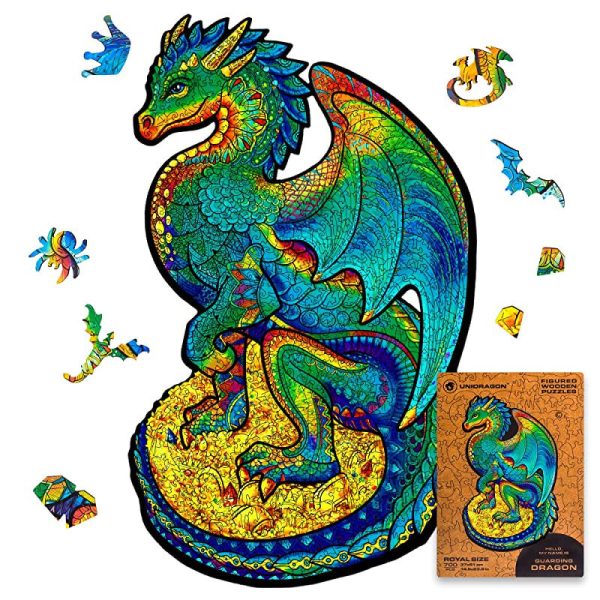 Unidragon Rompecabezas Originales de Madera - Dragón Guardián, 700 Piezas, Tamaño Grande 37 x 61 cm, Bonito Paquete de Regalo, Forma Única, Mejor Regalo para Adultos y Niños Online now