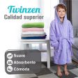 Twinzen - Albornoz Niños Algodón - Niño y Niña - 100% Algodón Oeko-Tex - Bata de Baño 2 Bolsillos, Cinturón y Capucha, Morado, 1-2 años, (size1) For Discount