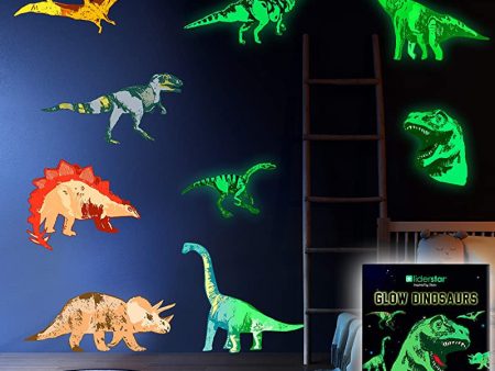 Adhesivos de pared de dinosaurio para habitación de niños y niñas, pegatinas brillantes en la oscuridad, decoración de vinilo extraíble grande para dormitorio, sala de estar, aula - arte ligero fresco For Cheap