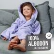 Twinzen - Albornoz Niños Algodón - Niño y Niña - 100% Algodón Oeko-Tex - Bata de Baño 2 Bolsillos, Cinturón y Capucha, Morado, 1-2 años, (size1) For Discount