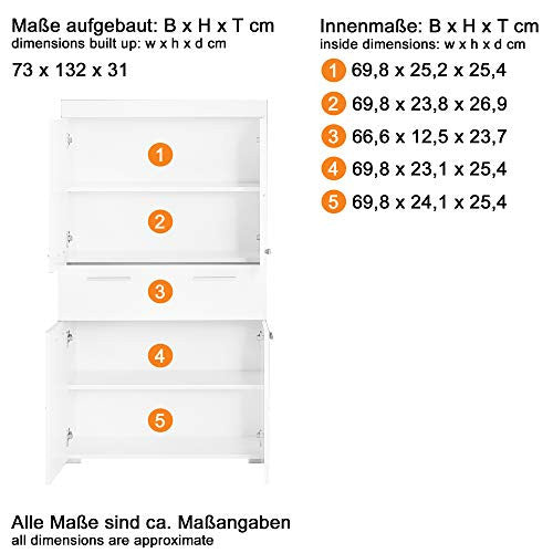 Trendteam smart living Armario alto para baño Amanda, 73 x 132 x 31 cm, en gris y gris agave de brillo intenso, con cajón y abundante espacio de almacenamiento Discount