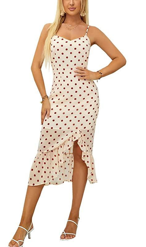 Ziyyoohy Vestido de mujer con tirantes finos, elegante, de gasa, con puntos, maxi vestido de noche, cuello en V, vestido de fiesta, vestido de lápiz, con ranura, 5022-albaricoque, L on Sale