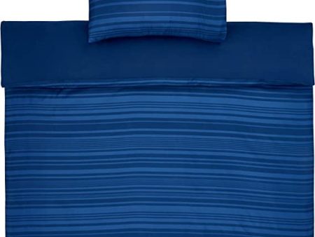 Amazon Basics - Juego de Sábanas de Microfibra, 260 x 240 cm, Ligero y Suave, Color Azul Rey con Rayas For Cheap