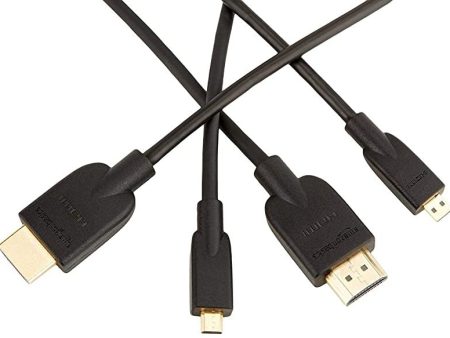 Amazon Basics - Cable adaptador Micro HDMI a HDMI - 1, 83 (2-Pack) m (estándar más reciente) Supply