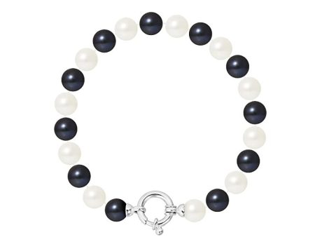 Tira de Pulseras de Plata para Mujer Pearls & Colors - Perla Redonda de Plata Esterlina 925 1000 - Modelo AM17-BRA-AG-R78-AML-WHBL Discount