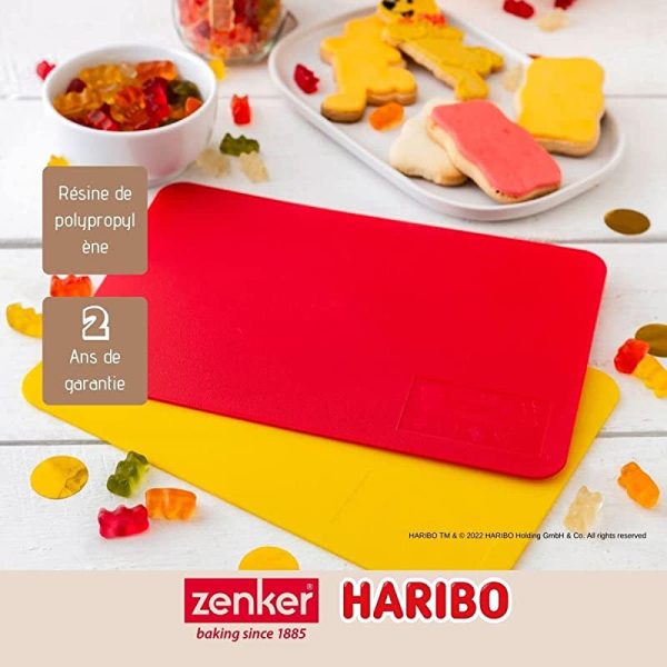 Zenker Meets Haribo - Juego de 2 almohadillas de corte en amarillo y rojo, base de plástico para hornear y manualidades con diseño de Haribo Fashion