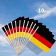 Zayin Paquete de 10 banderas de Alemania de mano pequeñas de 21 x 4 cm con poste de madera maciza de 30 cm para la Copa del Mundo 2022, fiestas, desfiles, actividades patrióticas, decoración del hogar For Sale