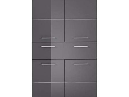 Trendteam smart living Armario alto para baño Amanda, 73 x 132 x 31 cm, en gris y gris agave de brillo intenso, con cajón y abundante espacio de almacenamiento Discount