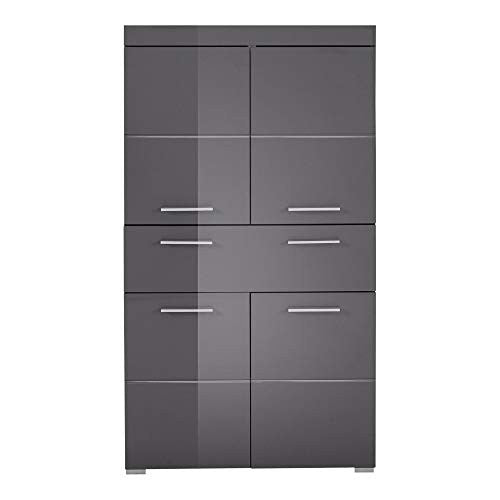 Trendteam smart living Armario alto para baño Amanda, 73 x 132 x 31 cm, en gris y gris agave de brillo intenso, con cajón y abundante espacio de almacenamiento Discount