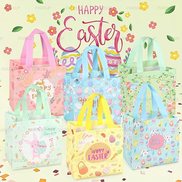 12 bolsas de caza de huevos de Pascua, bolsas de huevo de zanahoria con asas, bolsas de regalo de Pascua bronceadoras Embalaje Deteriorado Online Sale