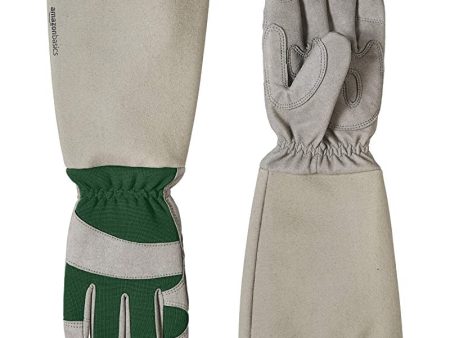 Amazon Basics - Guantes de jardinería, para poda de rosales, protege contra espinas, con protección de antebrazo, color verde, talla M Online now