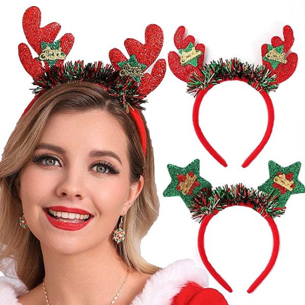 Unicra Diadema de Navidad con diseño de elfos y gorros, accesorios para el cabello de Halloween para Navidad (paquete de 2) (A) Embalaje Deteriorado For Sale