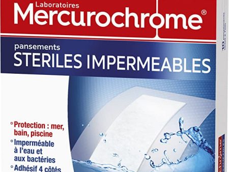 Mercurochrome - Apósitos estériles impermeables - Caja de 10 apósitos de 10 cm x 7 cm Sale