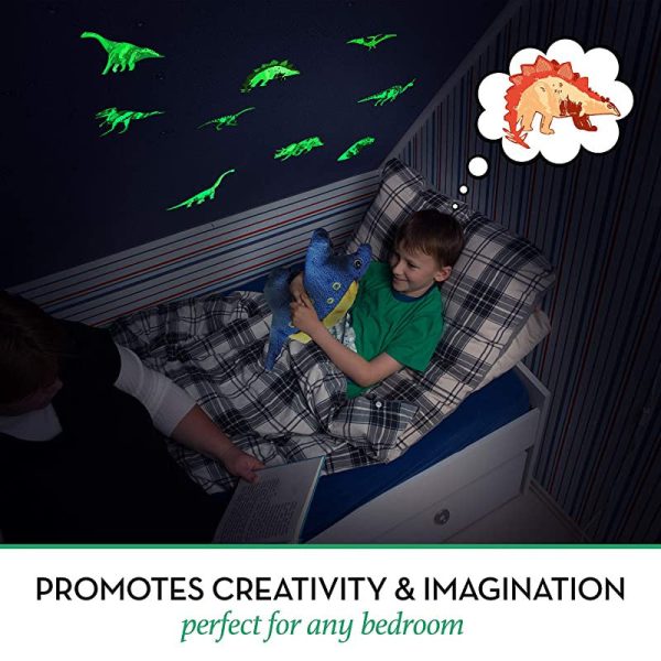 Adhesivos de pared de dinosaurio para habitación de niños y niñas, pegatinas brillantes en la oscuridad, decoración de vinilo extraíble grande para dormitorio, sala de estar, aula - arte ligero fresco For Cheap