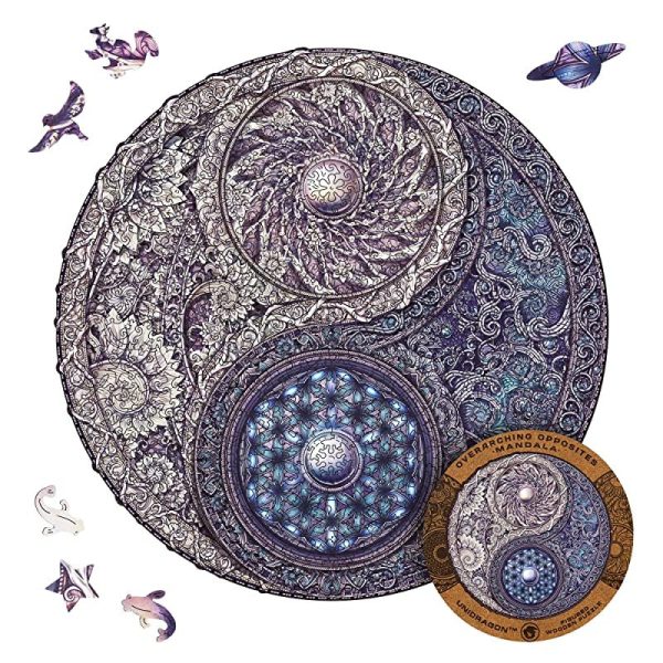 Unidragon Rompecabezas Originales de Madera - Mandala de los Opuestos, 700 Piezas, Tamaño Grande 45 x 45 cm, Bonito Paquete de Regalo, Forma Única, Mejor Regalo para Adultos y Niños, Yin-Yang For Cheap