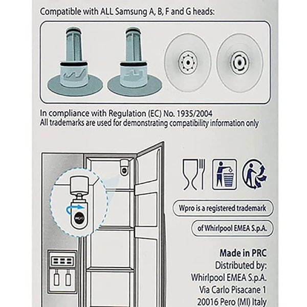 Wpro APP100 1,  - Filtro de agua interno para frigorífico Samsung y Maytag compatible con cartuchos DA29-00003G - DA29-00003F - DA29-00003B - HAFIN2 EXP - HAFIN1 EXP - APP100 (1 UNIDAD)Embalaje Deteriorado For Sale