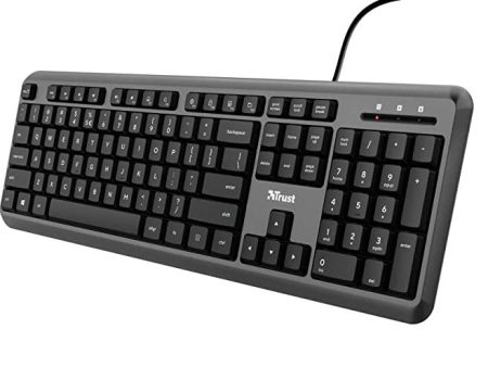 Trust Ody Teclado Silencioso USB, QWERTY, 13 Teclas Multimedia, 1.8m Negro Online Hot Sale