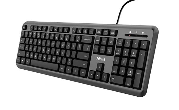 Trust Ody Teclado Silencioso USB, QWERTY, 13 Teclas Multimedia, 1.8m Negro Online Hot Sale