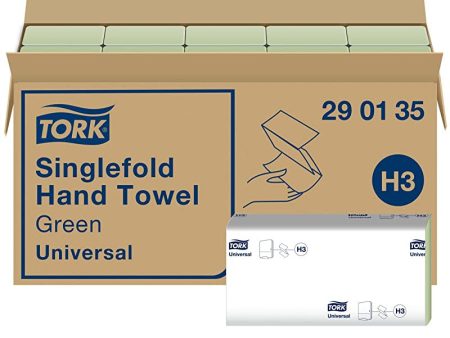 Tork 290135 Toallas de mano de papel Tork Universal con doblado en V Toallitas secamanos absorventes, compatibles con el sistema de Tork H3, verde Embalaje Deteriorado Online Hot Sale