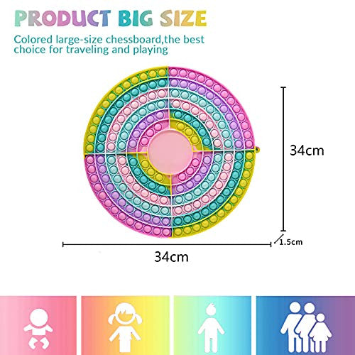 192 XXL Big Size Pop Bubble Fidget Toy Rainbow Fidget Toys sensorial, juguetes redondos de silicona, 34 * 34 * cm para niños, autismo, necesidades especiales y alivio del estrés en adultos. Online now