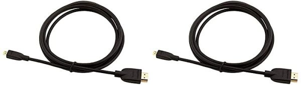 Amazon Basics - Cable adaptador Micro HDMI a HDMI - 1, 83 (2-Pack) m (estándar más reciente) Supply