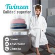 Twinzen - Albornoz Niños Algodón - Niño y Niña - 100% Algodón OEKO-TEX - Bata de Baño 2 Bolsillos, Cinturón y Capucha, Blanco, 1-2 años, (size1) Fashion