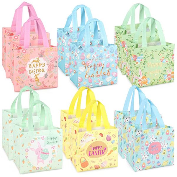 12 bolsas de caza de huevos de Pascua, bolsas de huevo de zanahoria con asas, bolsas de regalo de Pascua bronceadoras Embalaje Deteriorado Online Sale