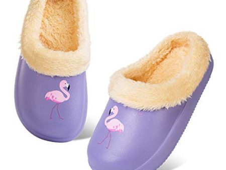 Zapatillas de Invierno para Niños Zuecos Cálidas Chico Niña Pantuflas Jardín Ultraligeros y Antideslizantes para Interiores y Exteriores (Flamenco Violeta, 28 29) For Discount