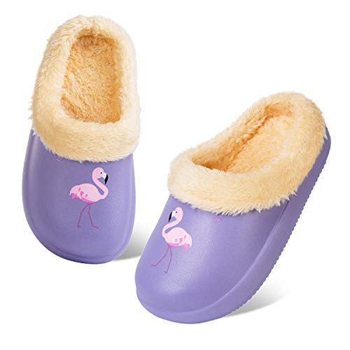 Zapatillas de Invierno para Niños Zuecos Cálidas Chico Niña Pantuflas Jardín Ultraligeros y Antideslizantes para Interiores y Exteriores (Flamenco Violeta, 28 29) For Discount