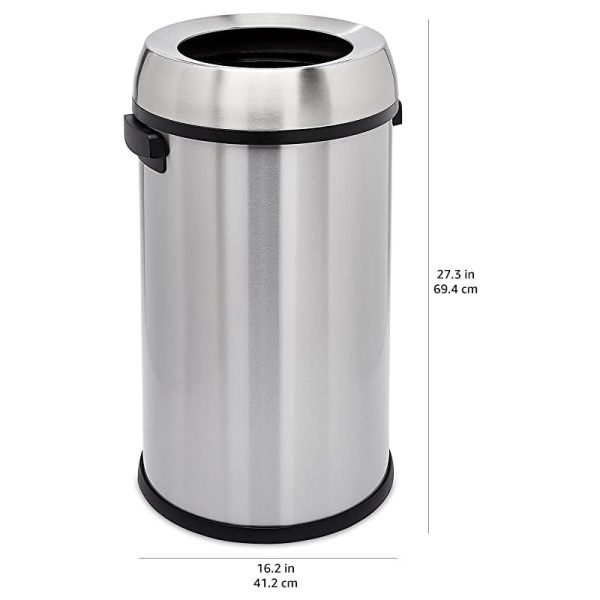 Amazon Basics - Cubo de basura redondo, acero inoxidable, apertura superior, 65 L For Cheap