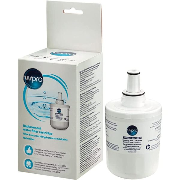 Wpro APP100 1,  - Filtro de agua interno para frigorífico Samsung y Maytag compatible con cartuchos DA29-00003G - DA29-00003F - DA29-00003B - HAFIN2 EXP - HAFIN1 EXP - APP100 (1 UNIDAD)Embalaje Deteriorado For Sale