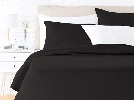 Amazon Basics - Juego de ropa de cama con funda de edredón, de satén, 200 x 200 cm   65 x 65 cm x 2, Negro Cheap