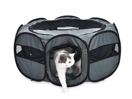 Amazon Basics - Corral para mascotas suave y transportable, 89 cm, Gris Discount