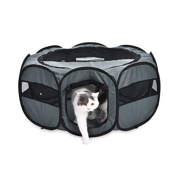 Amazon Basics - Corral para mascotas suave y transportable, 89 cm, Gris Discount