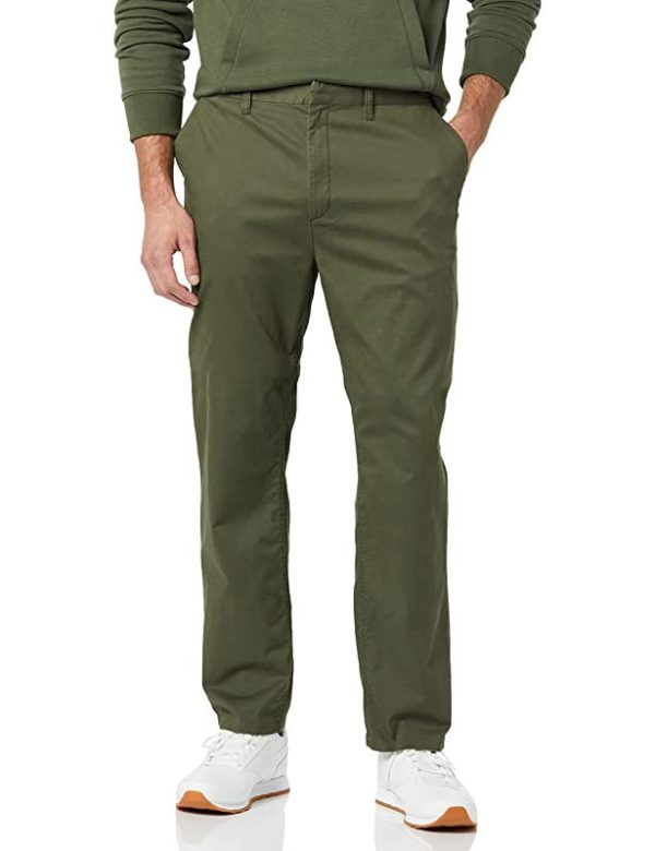 Amazon Aware Chino Ajustado de Algodón Hombre, Verde Oliva Verde, 38 Online now